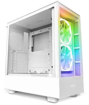 NZXT H5 Elite Compact ATX Mid-Tower PC Gaming Case  CC-H51EW-01 - Built-in RGB Lighting  Tempered Glass Front and Side Panels  Cable Management  2 x 140mm RGB Fans Included  White