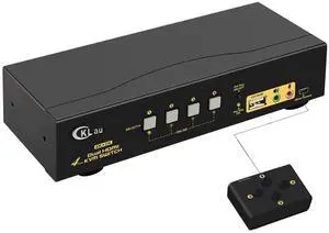 CKLau 4 Port HDMI KVM Switch Dual Monitor 4K@60Hz with Audio, Cables and 1 USB 2.0 Hub, 4 Computers 2 Monitors Peripheral Sharing Switcher Box