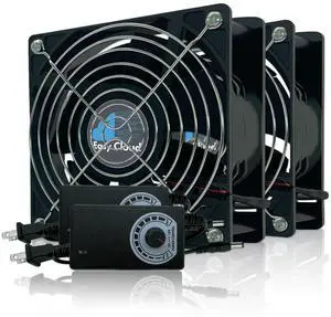 Easy Cloud Muffin Fan 120V Axial 220V 110V with Variable Speed Controller Computer Fan with AC Plug for PC Cooler Cabinet Receiver Xbox DVR Greenhouse, 2 Pack