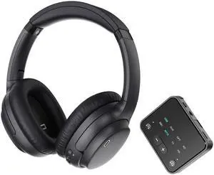 Soundodo Wireless TV Headphones - Bluetooth with Transmitter (Optical, RCA, AUX), Plug n Play, 50H Playtime, No Delay, Dual Link, 165ft Range
