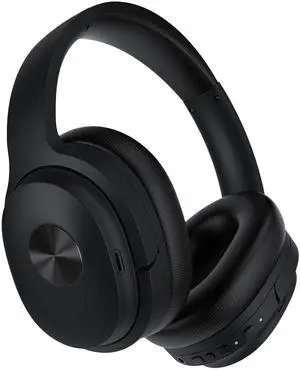 phonicgrid SE7 Hybrid Active Noise Cancelling Over Ear Headphones, ENC Calls, Deep Bass, Bluetooth 5.2, 30H Playtime, Jet Black