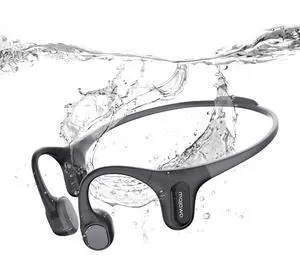 mojawa Run Plus Bone Conduction Headphones, Open-Ear Bluetooth Headphones, 32GB MP3 Player, IP68 Waterproof Swimming Earbuds, Deep Bass, Secure Fit for Running, Gym and Daily Use, Black