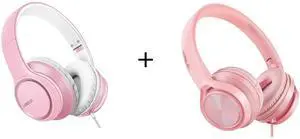 LORELEI X8 Over-Ear Wired Headphones (Pearl Pink) & S9 Wired Hradphones (Pearl Pink)