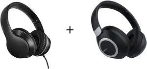 LORELEI X6 Wired Over Ear Headphones (Space Black) & B-C6 Wireless Over Ear HeadphonesSpace Black