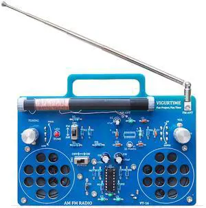 VIGURTIME AM/FM Radio Kit | Soldering Project DIY Kit for Practicing Teaching Electronics | Stereo | Great STEM Project and Gift | Upgraded Version VT-16