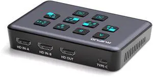 RuiPuo HDMI Live Stream Switcher, 4K 60HZ Video Capture Card USB c HDMI to USB 3.0 Video Capture for Streaming,Podcasting,Compatible with PS5,PS4/Pro,Xbox Series X/S,Xbox One X/S,OBS