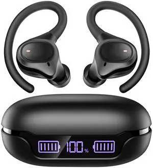 APEKX True Wireless Earbuds - Secure Fit Earhooks for Small Ear, Bluetooth Headphones for iPhone, IPX7 Waterproof, 40H Playtime, Ideal for Sports and Workouts (Black)