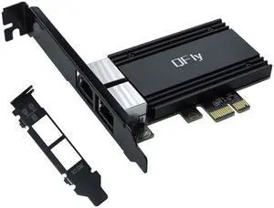 2.5G Dual RJ45 Port PCI-E Network Card with RTL8125B Conrtoller, QFly 2.5Gb Ethernet Adapter Card Compatible with 100/1000Mbps/2.5G, Support Windows/Linux