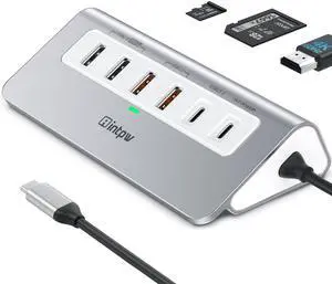 intpw USB C Hub 10Gbps, 9-in-1 USB 3.2 Hub with 4K@60Hz HDMI, Type-C 3.2, 2 USB-A 3.2, 2 USB-A 2.0, PD 100W, SD/TF Slot, Aluminum USB Hub for Laptop, iPhone 16/15 Series, MacBook Air/Pro and More