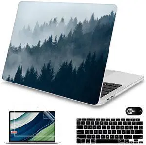 Mektron for MacBook Air 13 Case A1466/A1369 (2010-2017 Release), Snap-on Plastic Hard Shell Cover for MacBook Air 13.3 inch with Keyboard Cover, Misty Forest C132