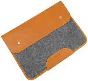 NGGU Premium Felt & Leather Laptop Sleeve - Durable 13-16 Inch Case for MacBook, Tablet & Laptop - Stylish & Protective - Big & Orange