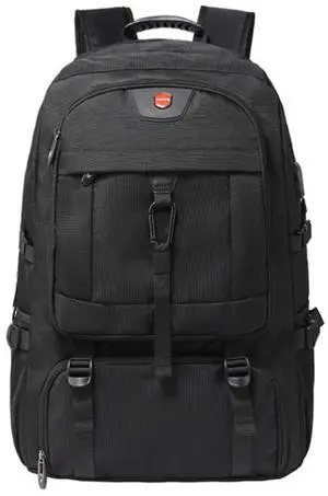KEQIKAI Travel Backpack 50L, 17 Inch Laptop Backpack for Men Women, Large Waterproof Carry On Backpack, TSA Friendly Flight Approved Anti-Theft Backpack with USB Interface & Shoe Compartment, Black