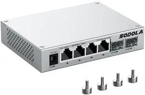 SODOLA 2.5Gb Switch,4 x 2.5G Base-T Ports, 2 x 10G SFP+, Aluminum Alloy Cooling & Magnetic Mounting,2.5 Gigabit Network Switch Fanless Plug & Play, Unmanaged Multi-Gigabit Switch,Lifetime Protection