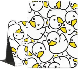 Idocolors Cute Duck Pad Case for 10.9 Inch iPad 10th Generation/iPad 2022 with Pencil Holder Cartoon Kawaii Animal Pattern Multi-Angle Stand Leather Cover Auto Sleep/Wake for Kids Girls Women