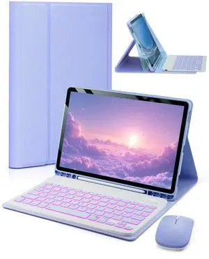 for iPad Air 11-inch/ 5th/ 4th Generation Case with Keyboard iPad Air 10.9/11-inch M3 M2 Air 5 Air 4 Gen 2025/2024/2022/2020 Magic Keyboard Backlit Built-in Pencil Holder with Mouse - Purple