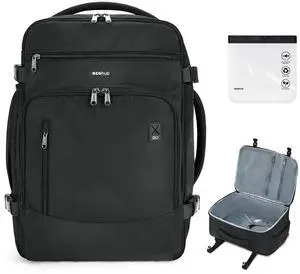 ECOHUB Travel Backpack for Men, 18x14x8 Spirit Airlines Personal Item Bag with Clear Toiletry Bag, Laptop Carry on Backpack with USB Port, Airline Approved Under Seat 14 Pockets 30L, Black