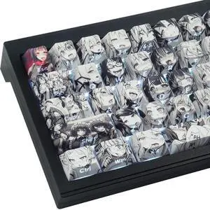 Tsungup Anime Keycaps-Side Print Keycap Set,PBT Japanese Custom Keycaps Shine Through Backlit Keycaps 75 Percent,129 Keys Dye Sub Cherry Profile Keyboard Key caps for Cherry MX Mechanical Keyboard