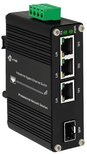 3 Port Hardened Industrial Gigabit Din Rail Switch,10/100/1000Mbps Ethernet Switch Din Rail 24V,8Gbps Switching Capacity,IP40 Rated Unmanaged Network Switch(-40~80°C)