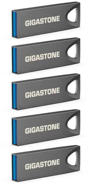 GIGASTONE 128GB Slim Fit Flash Drive (5 Pack) Z70 USB 3.2 Gen 1, 120MB/s Ultra Fast, Nickel Metal Design, Data Storage, Backup for PC/Mac/TV/Car Audio, USB 2.0/3.0/3.1 Compatible