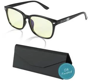 Sleep ZM 60% Blue Light Blocking Glasses + Foldable Leather Case for Computer, TV, Gaming Use Improve Sleep Quality by Naturally Producing Melatonin for Women and Men