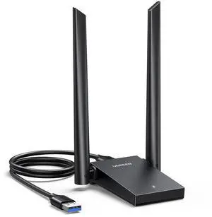 UGREEN WiFi Adapter, AX1800 WiFi 6 Adapter for Desktop PC with Dual 5dBi High Gain Antennas, 5G/2.4G Dual Band, WAP3-SAE, 3FT USB 3.0 to Micro USB 3.0 cable, WiFi Dongle Supports Windows 10/11