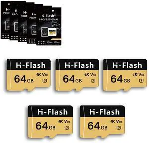 SD Card Adapter, Memory Card High Speed Up to 150MB/s,A1 V30 U3 4K C10 TF Card for Tablet/Mobile Phone/Camera/Car Audio/Game Console (64x5)