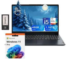 Lenovo IdeaPad 1i 15.6" FHD Touchscreen Laptop, Intel i5 1235U, 40GB RAM, 1.16TB Storage(1TB SSD + 160GB Docking Station), Intel Iris Xe Graphics, HD Camera, Dolby Audio, Wi-Fi 6, Win 11 Pro, Blue