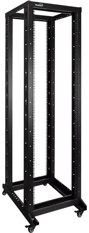 NavePoint 42U 4 Post Server Rack  Open Frame Rack for 19 Inch Equipment, Adjustable Depth 4-Post Network Rack with Casters Wheels, 42U Server Rack 881lbs Capacity, Black