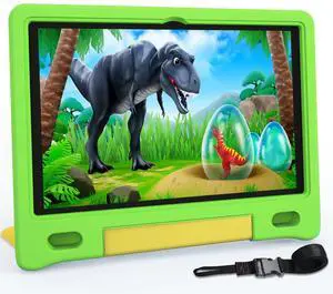 YACXBTK Tablet for Kids 10.1 inch Android 14, 8GB+64GB(TF 1TB) 6000mAh Kids Tablet WiFi6 Parental Control,Face Unlock, 1280 * 800 HD Screen - Green