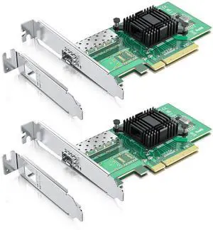 10Gtek 10Gb PCI-E NIC Network Card, Single SFP+ Port, with Intel 82599EN Controller, Ethernet LAN Adapter Support Windows Server/Linux/VMware, Compare to Intel X520-DA1(E10G42BTDA),2-Pack