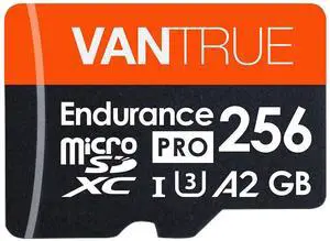 Vantrue 256GB microSDXC UHS-I U3 4K UHD Video High Speed Transfer Monitoring SD Card with Adapter for Dash Cams, Body Cams, Action Camera, Surveillance & Security Cams