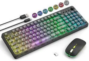 2.4G Wireless Keyboard and Mouse, Wireless Keyboard and Mouse Combo, Click Soft, 2.4GHz Cordless Connection for Windows/PC/Laptop (Black)