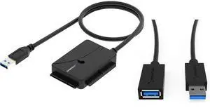 USB 3.0 Extension Cable A Male to A Female [Black] 6 Feet+USB 3.0 to SSD/SATA/IDE 2.5/3.5/5.25-INCH Hard Drive Converter with UL Power Supply & LED Activity Lights