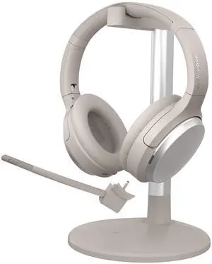 Avantree Eon - Bluetooth Headphones with Detachable Noise-Canceling Mic & Charging Stand for Music & Calls on PC Phone, Wireless & Wired Over Ear Headset with ANC, Replaceable Battery & Roomy Earpads