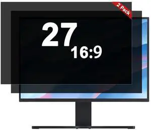 Vxaop [2 Pack] 27 Inch Computer Monitor Privacy Screen for 16:9 Aspect Ratio - Anti-Glare, Blue Light Filtering, Eye Protection, Removable Anti-Scratch Privacy Shield Screen 27in