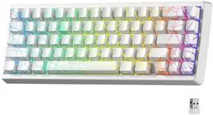 x XVX M67 Wireless 60% Percent Keyboard, QMK/VIA Topographic Gaming Keyboard, Tri-Mode Thocky Creamy Mechanical Key board, Hot Swappable Gasket Mount RGB IMD Tech for Win/Mac, Spider Web Theme, White