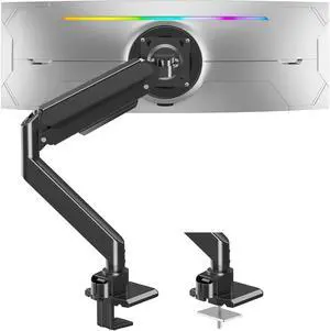 ErgoFocus Heavy Duty Monitor Mount for Max 49 inch Ultrawide Screens, Hold 2.2 to 44 lbs, Premium Single Monitor Arm for Samsung Odyssey G9 and More, Adjustable Gas Spring Desk Stand, VESA Mount