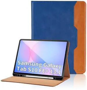 Case for Samsung Galaxy Tab S10 FE Plus 13.1-Inch 2025 - Model SM-X620/SM-X626B with S Pen Holder and Pocket, PU Leather Business Folio Stand Cover for Galaxy S10 FE+, Blue
