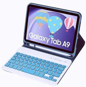 Slim Candy Colors Keyboard Case Compatible with Samsung Galaxy Tab A9 8.7 Inch 2023 Model (SM-X110/X115/X117) with S Pen Holder, Mutil Angles Stand Cover Detachable Wireless Keyboard (Dark Green)