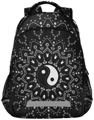 Glaphy Mandala Yin Yang Backpack for Boys Girls Kids, Laptop Bookbag Lightweight Travel Daypack School Backpacks