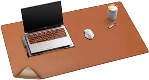 Mydours Cork & PU Leather Desk Mat, 40" x 20" Large Gaming Mouse Pad XL, Dual-Sided Portable Desk Pad Blotter, Keyboard Computer Desktop Protector for Gift Office Home (Brown)