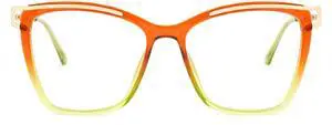 Zeelool Blue Light Blocking Glasses, Cat Eye Frame Glasses for Women Eyeglasses with Clear Lens Anti Eyestrain & UV from Computer/TV/Phone ZJGX999416-09B Orange-Green