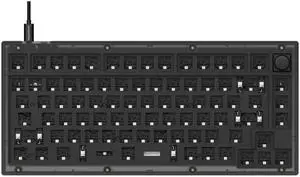 Keychron V1 Wired Custom Mechanical Keyboard Barebone Knob, 75% Layout QMK/VIA Programmable Macro with Hot-swappable Support Compatible with Mac Windows Linux (Frosted Black - Translucent)