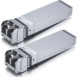 10Gtek 10GBase-SR SFP+ Transceiver, 10G 850nm MMF, up to 300 Meters, Compatible with Intel E10GSFPSR, Pack of 2