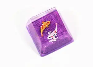 MECHKYP Handmade Koi Fish Backlit Resin Keycap R4/Esc Artisan Keycap Shine Through Translucent Key Cap OEM Profile for Cherry MX Gaming Mechanical Keyboard DIY Replace (Purple)