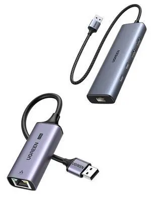 UGREEN 2.5Gb USB to Ethernet Adapter Bundle with 5 in 1 USB Hub with Ethernet USB 3.2 10Gbps