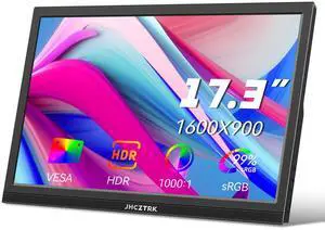 Jhcztrk 17.3 Inch Portable Monitor HDMI Type-C Laptop Gaming Monitor, 1600X900 with Built-in Speakers and Tripod External Slim Travel Monitors Second Monitors for Mac Smartphone PS4/PS5/ Gaming