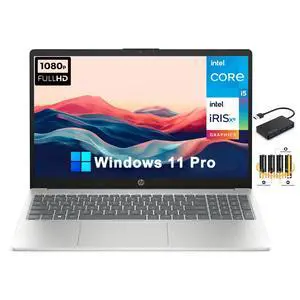 HP 15 15.6" FHD Laptop Business Laptop [Windows 11 Pro], Intel 10-Core i5-1235U (Up to 4.4 GHz), 64GB RAM, 1TB PCIe SSD, Iris Xe Graphics, Numeric Keypad, HDMI, USB, Wi-Fi 6, BT 5.3, w/Hub+Battery
