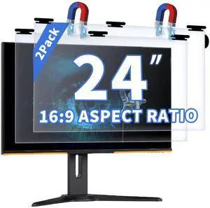 Halloive 2-Pack 24 Inch 16:9 Magnetic Hanging Computer Screen Protector Blue Light and Anti Glare Filter, Eye Protection Computer Blue Light Blocking Screen, PC Anti-UV Eye Protection Filter Film