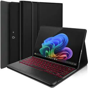 Wineecy Touchpad Keyboard Case for 13 Inch Microsoft Surface Pro 11/10/9, 7 Colors Backlight Smart Touchpad Detachable Wireless Keyboard with PU Premium Folio Case for Surface Pro 11th Edition AI